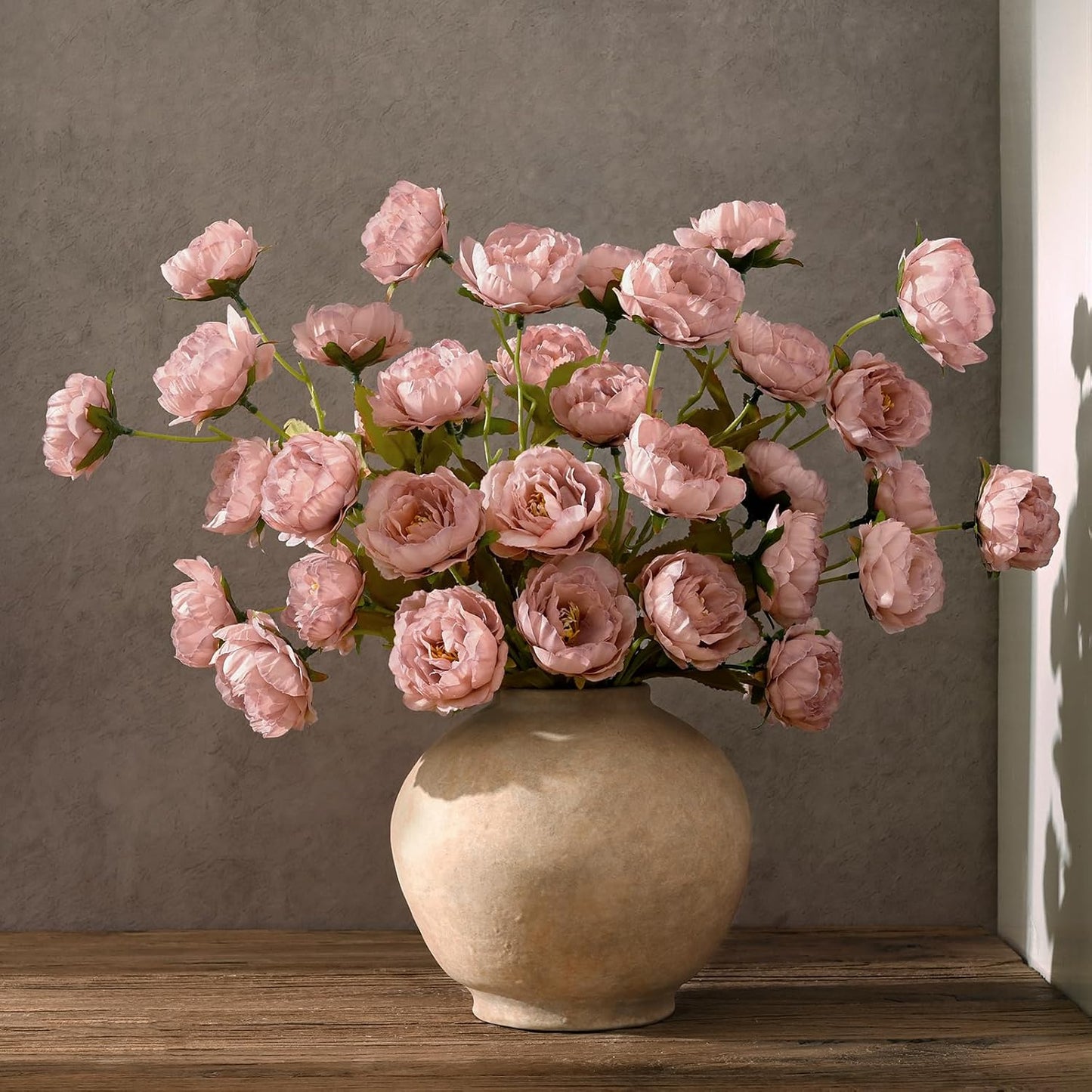 Waipfaru 6 Pcs 31" Peonies Artificial Flowers, Real Look Large Faux Silk Flowers with 36 Blooms for DIY Wedding Centerpieces, Vase Filler, Rustic Home Decor - Pink