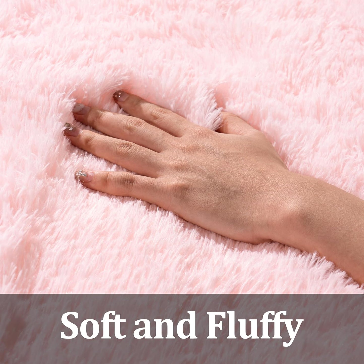 Pink Rugs for Living Room, 5x7 Area Rug for Bedroom Girls Kids Room, Fluffy Shaggy Shag Carpet, Soft Non Slip Aesthetic Decor for Home