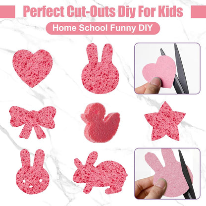 Zhengmy 100 Pieces Sponges Bulk Sponges Kitchen Compressed Sponge Natural Dish Sponge Compressed Wood Pulp Cleaning Without Scratching for Kitchen Bathroom, 3.9 x 2.4 x 0.12 Inch (Pink)