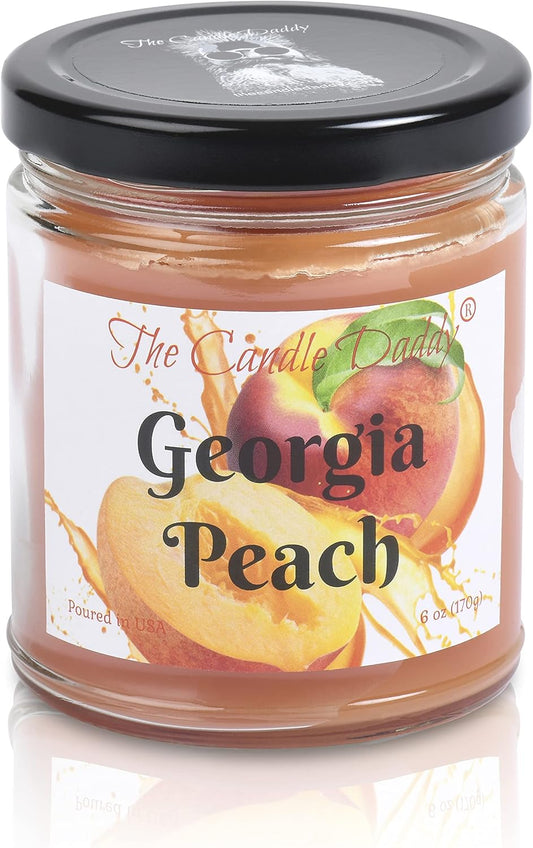 Georgia Peach - Southern Peach Fruit Scented Melt- Maximum Scent Wax Jar Candle- 6 Ounces- Gift for Women, Men, BFF, Friend, Wife, Mom, Birthday, Sister, Daughter, Anniversary