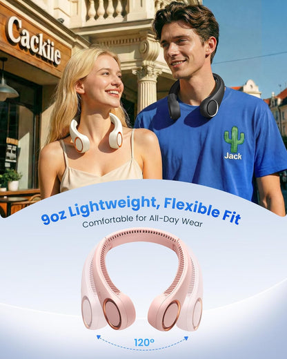 Gaiatop Portable Neck Fan Rechargeable, Hands-Free 360° Cooling, 23.5hrs Runtime, Battery Powered Personal Wearable Fan, Summer Outdoor Travel Essentials, Birthday Gifts for Women Mom Girls, Pink