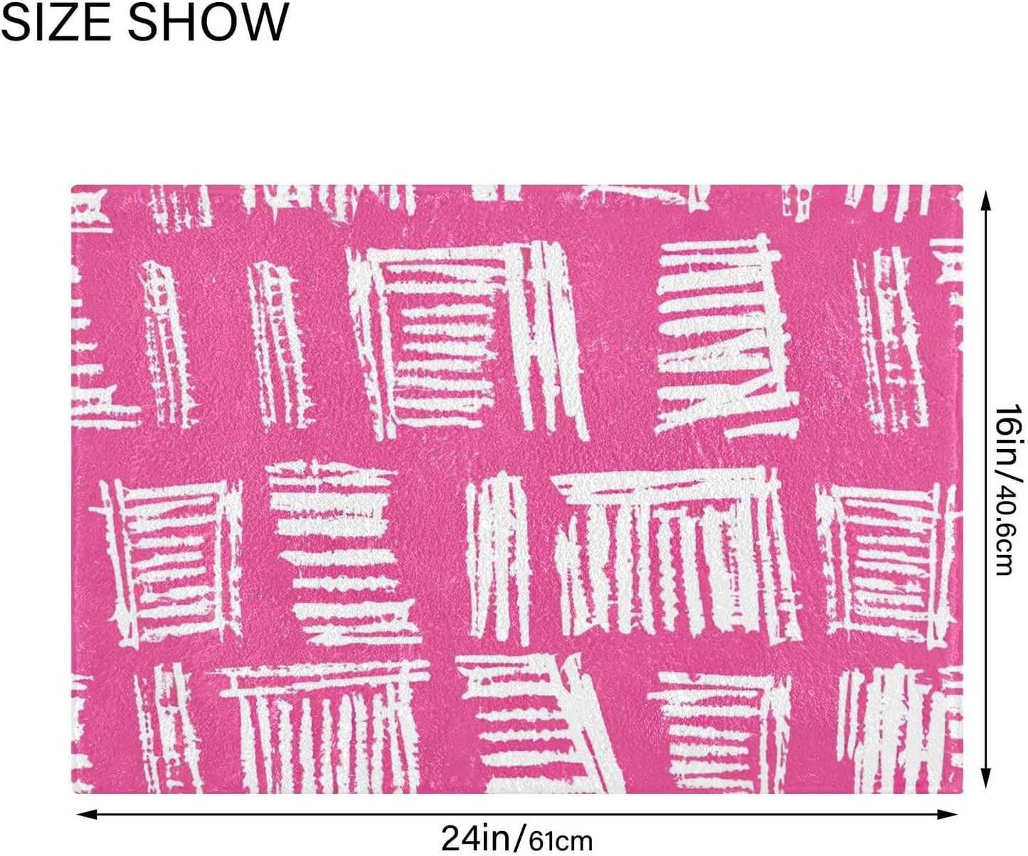 Abstract Pink Stripe Absorbent Bathroom Rug, 24''x16'' Extra Soft Thick Plush Bath Mat, Non-Slip Shaggy Bath Rug for Tub, Shower and Bath, Machine Washable