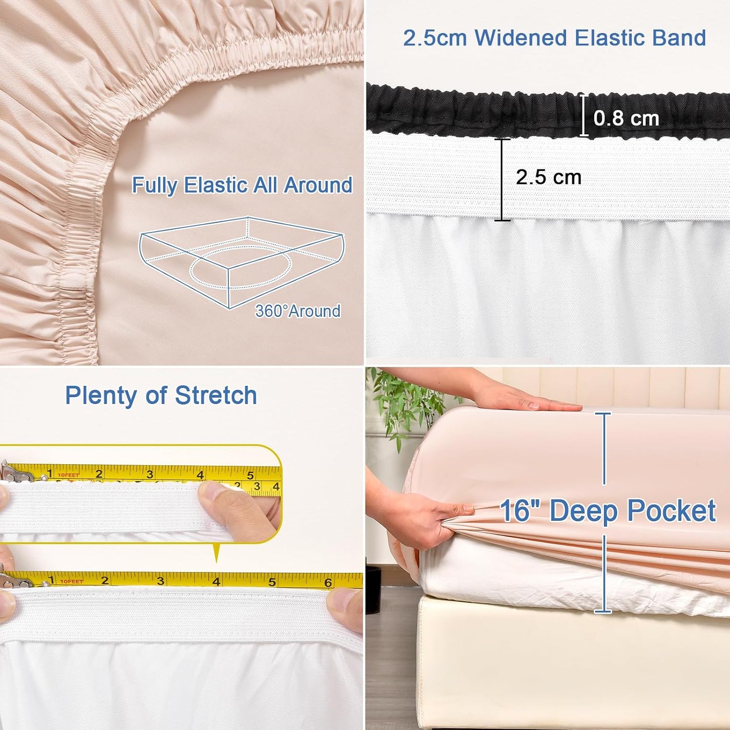 PHF 100% Rayon Derived from Bamboo Fitted Sheet Twin Size, 16" Deep Pocket,2.5cm Wider Strong Elastic Easy Fit, Breathable Silky Soft Skin-Friendly for Hot Sleeper,39"x 75",Peach Blush,No Pillowcases