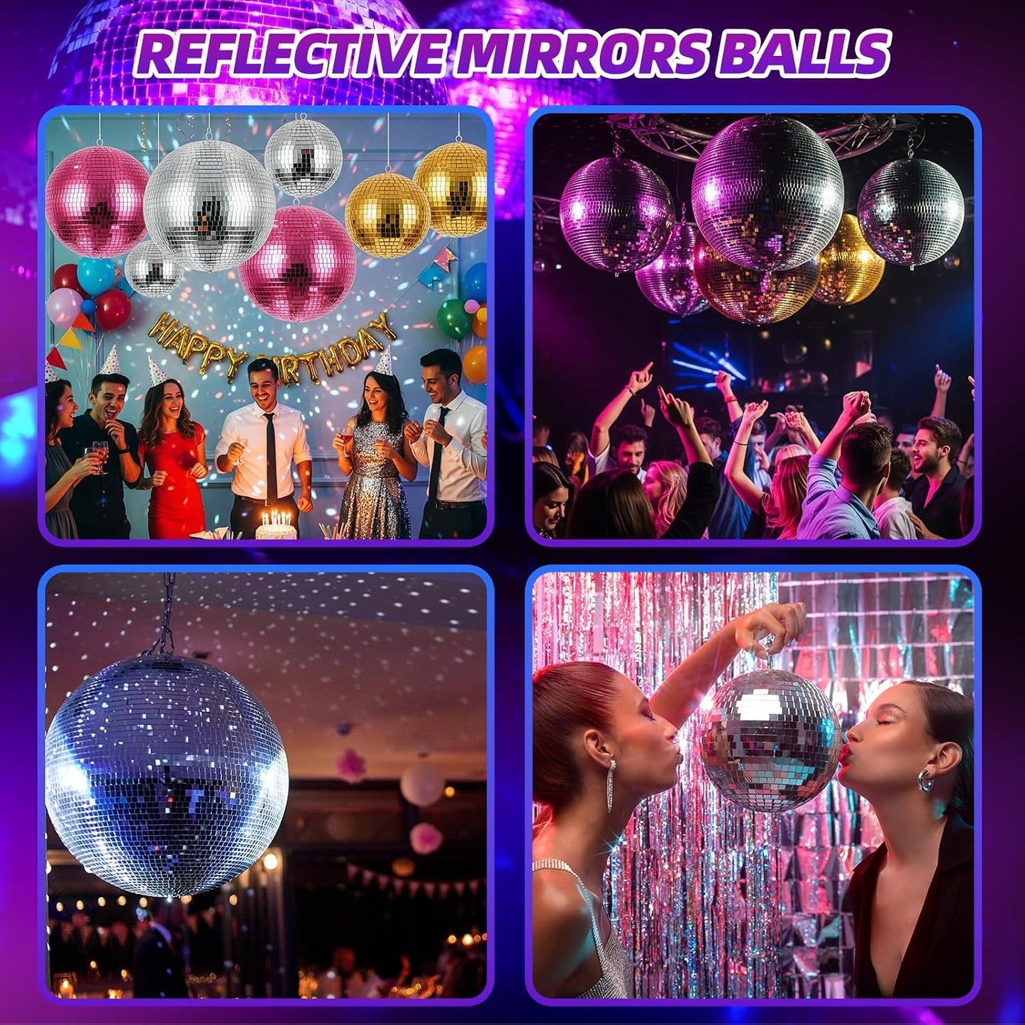 16 Inch Mirror Disco Ball lamp, Pink 16" Disco Ball Decor Hanging Disco Ball for Party Wedding Holiday Home Decoration, Replacement Mirror x 20pcs (Pink, 16inch)