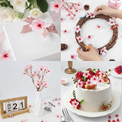 SITUMEIZI 100 Pcs Mini Pink Cherry Blossom Flowers Head Artificial Small Cherry Blossom Head Fake Mini Flowers for Home DIY Flower Wall Mother's Day Party Birthday Decor 1.6 inches