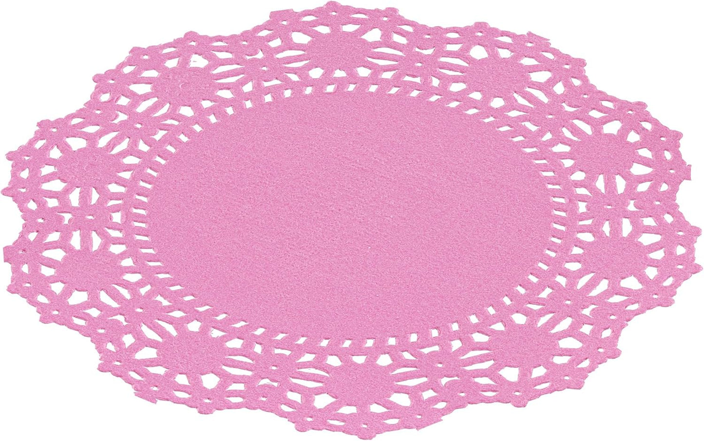 Restaurantware Pastry Tek 4 x 4 Inch Lace Doilies 100 Decorative Tableware Placemats - Disposable Round Pink Paper Table Doilies For Birthdays Or Weddings Table Decor