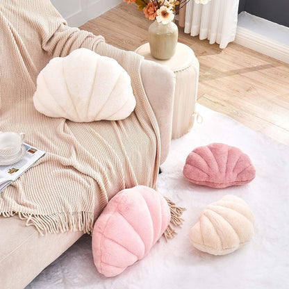 Seashell Pillow Sea Shell Decorative Throw Pillows for Bed Aesthetic Room Decor Dusty Pink Shell Shaped Pillow Cute Beach Plush Pillows for Couch (13x10 Inch)