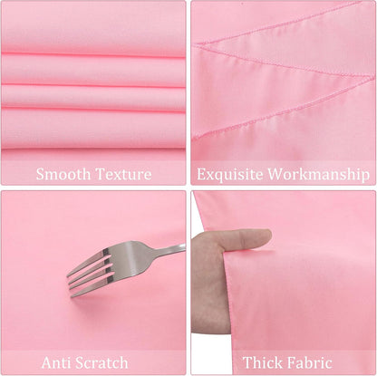 Fivenl 8 Pack Premium Round Tablecloth 90 Inch Pink Round Table Covers Bulk Washable Polyester Fabric Round Table Clothes for Wedding Party Reception Banquet Buffet Restaurant (Pink, 90 Inch)