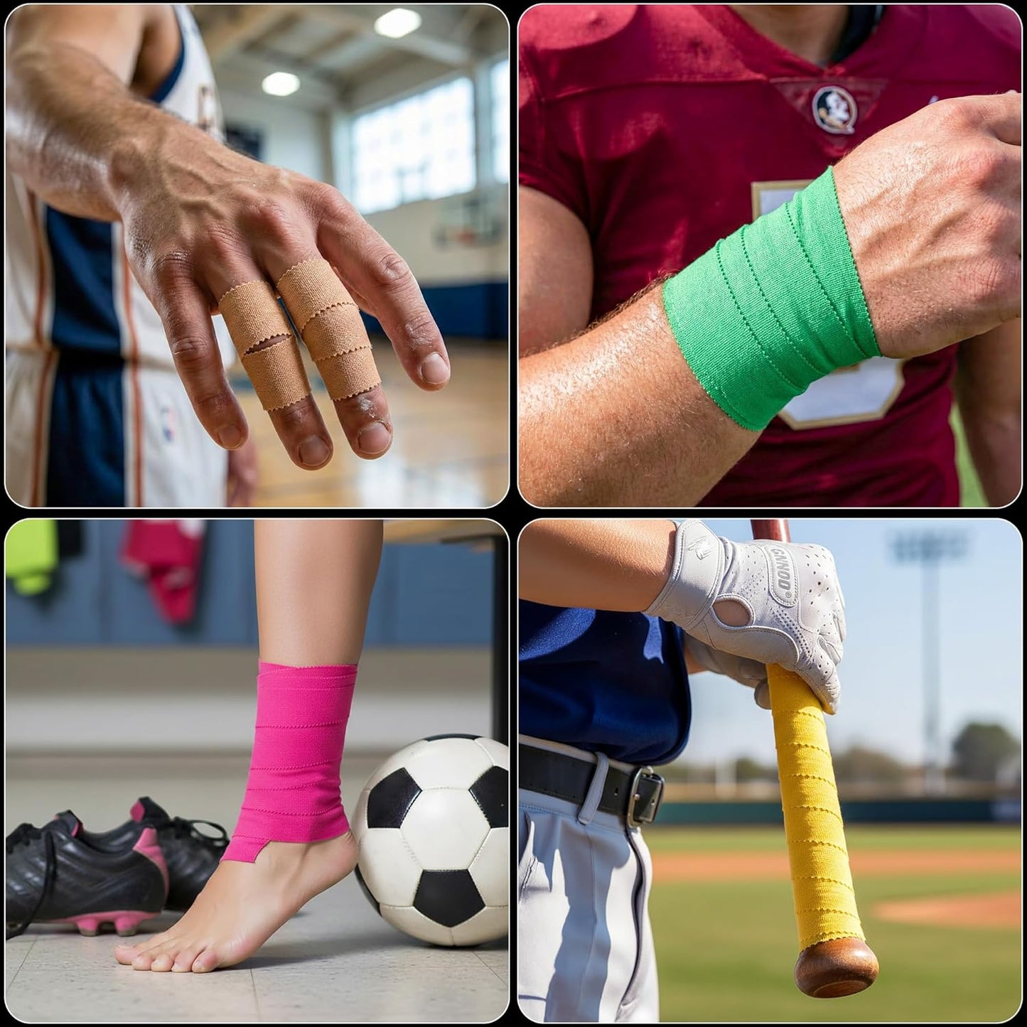 Cannon Sports Premium Athletic Tape - 1.5” x 45 Feet Per Roll - Easy Tear, No Sticky Residue, Very Strong, Hypoallergenic, Latex Free - Pack of 8 (Purple-Pink-Green-Gold-Orange-Blue-Red-Natural)