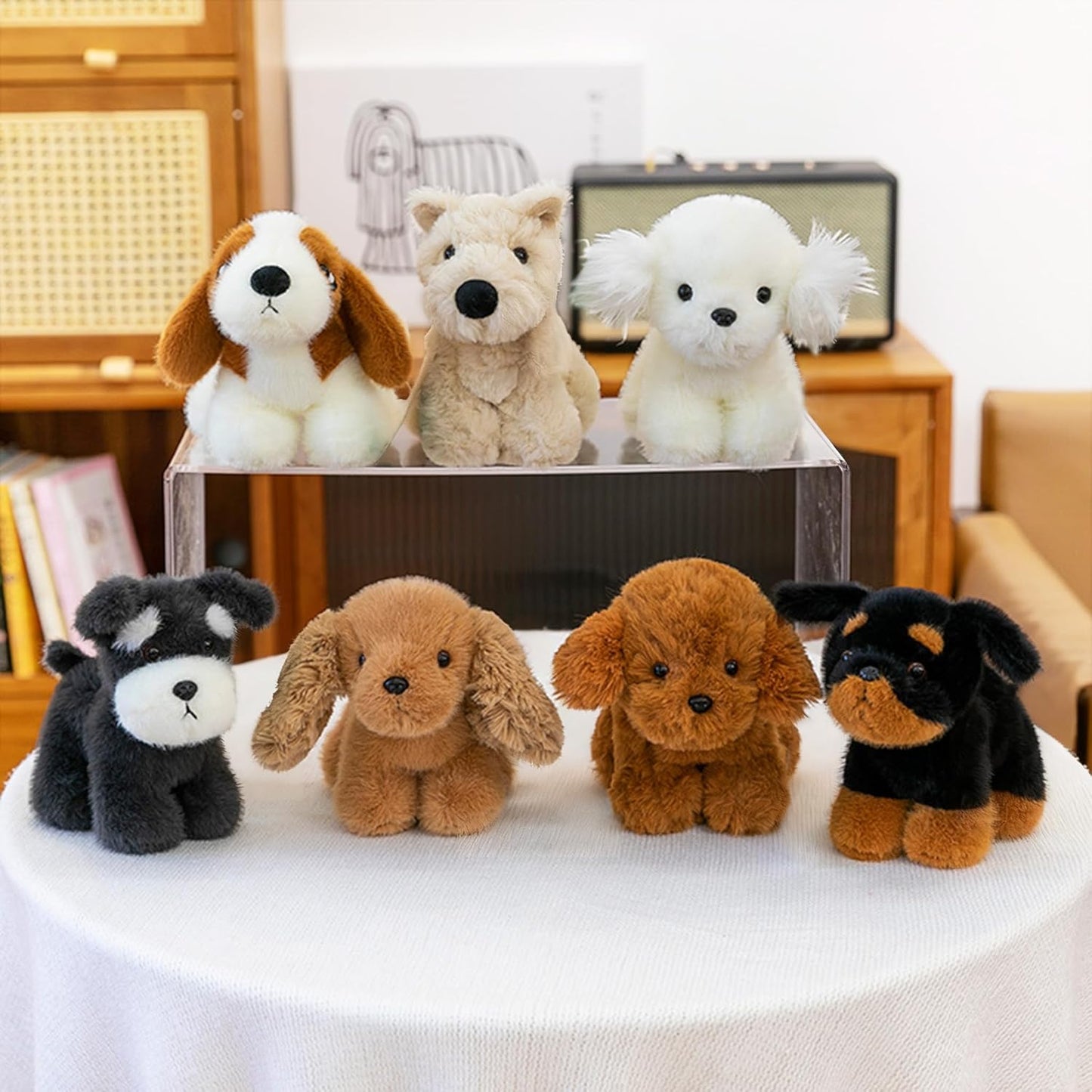 PEACH CAT Golden Retriever Dog Stuffed Animal Cute Puppy Plushies Small Plush Toys Gifts for Kids Brown