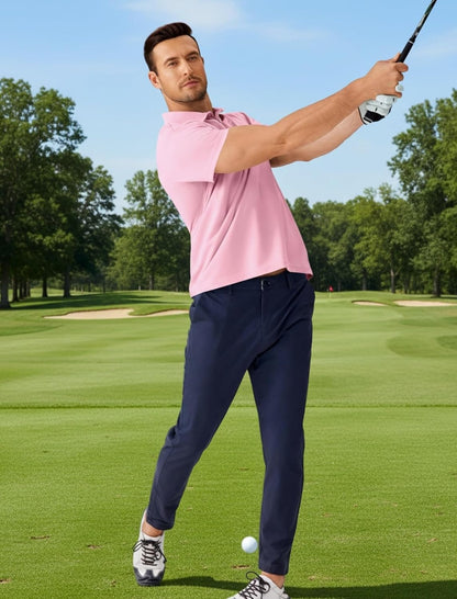 PINSPARK Polo Shirts for Men Short Sleeve Lightweight Quick Dry Golf T Shirt Moisture Wicking Casual Workout