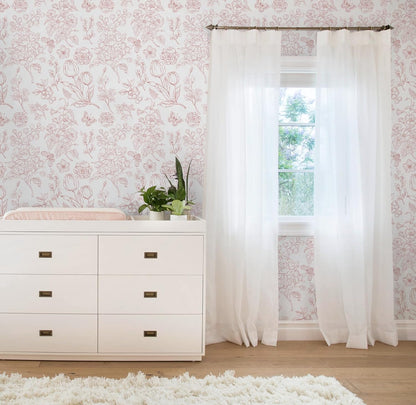 CiCiwind Floral Peel and Stick Wallpaper Pink and White Contact Paper Boho Wall Paper Modern Removable Self Adhesive Butterfly Wallpaper for Bedroom Bathroom Cabinets 17.3"×78.7"