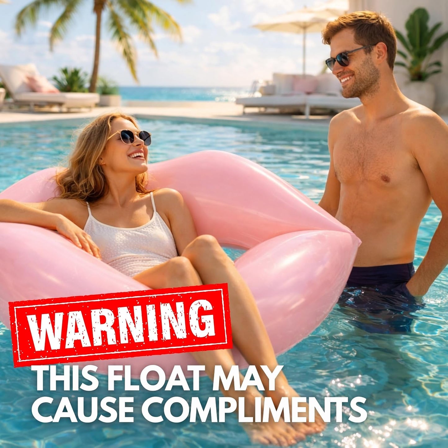 43.3 x 31.5 Inch Swimming Giant Pink Lips Pool Float Inflatable (1 PCS/2 PCS)