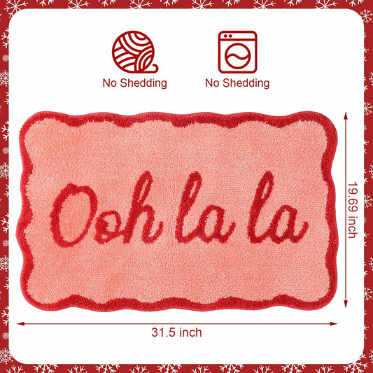 Drydiet Pink Bathroom Rugs 20 x 31 Inch Ooh La La Funny Bath Mat Non Slip Cute Washable Doormat for Mothers Day Holiday Bathroom Shower Outdoor Indoor Front Porch Decor