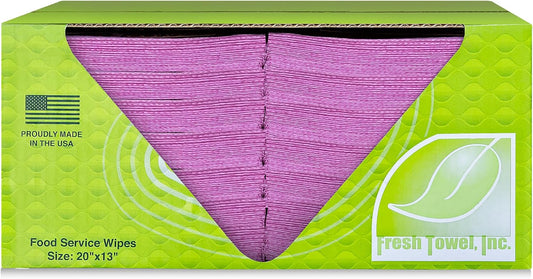 Fresh Towel Foodservice Reusable Paper Towels - 1/4 Fold, 13 x 20 inches - (1 Case of 200) All Purpose Cleaning Towels (Pink Solid)