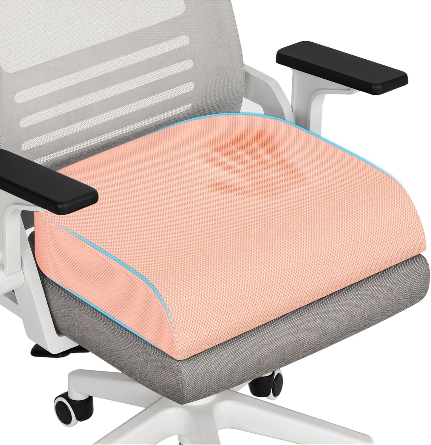 TranquilRelax Large Seat Cushion, Memory Foam Cushion for Long Sitting Hours on Office Chair, Home & Car, Non-Slip Chair Pad for Relieving Back & Sciatica & Hip & Coccyx Pain (Pink)