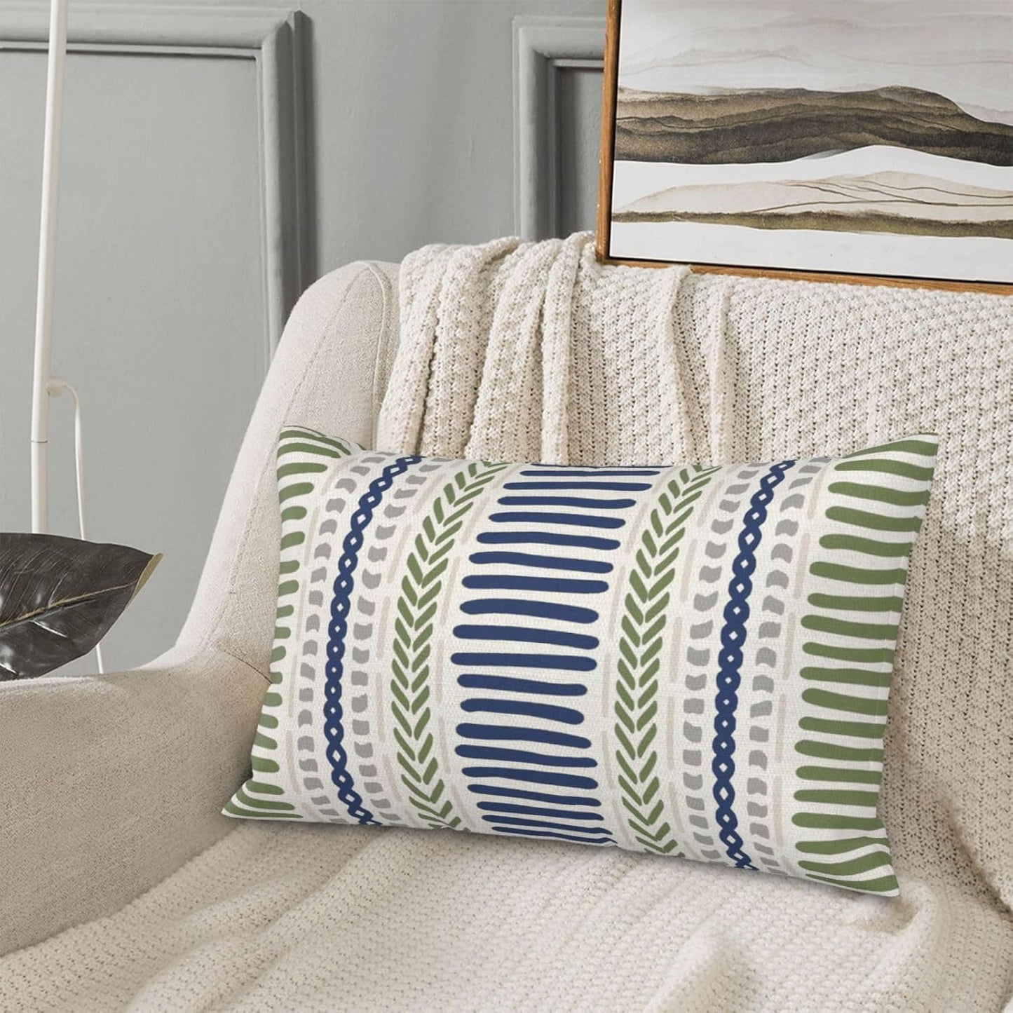 Pink Sage Green Pillow Covers 18x18 Inch 2 Pcs Boho Preppy Polka Dots Striped Decor Throw Pillows Modern Geometric Outdoor Farmhouse Decoration Pillowcase Linen Cushion Cover for Couch Sofa