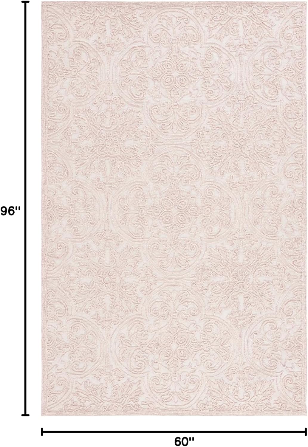 SAFAVIEH Trace Collection Area Rug - 5' x 8', Ivory & Pink, Handmade Wool, Ideal for High Traffic Areas in Living Room, Bedroom (TRC101U)