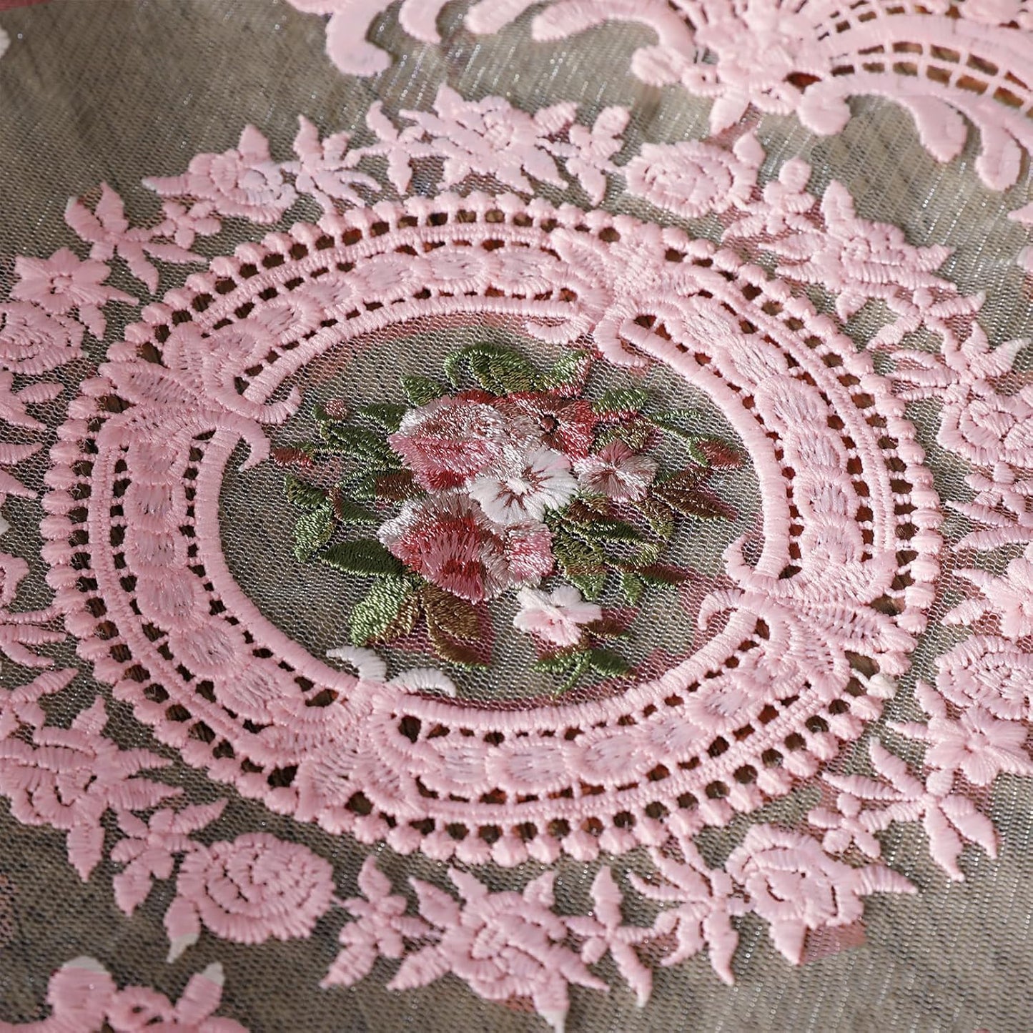Embroidered Placemats Set of 4, Retro Handmand Place Mats Vintage Cup Vase Table Mat for Dining Table Kitchen Party -Pink, 4PCS