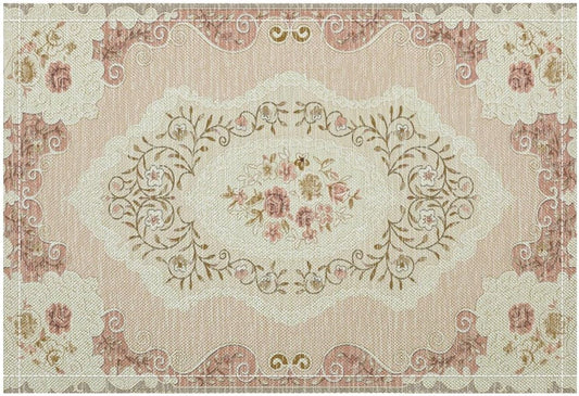 Boho Floral Pink Placemats Set of 4,Vintage Elegant Country Rustic Farmhouse Pattern Placemats Table Mat for Home Dining Table Kitchen Party Decor 12x18in 4PCS