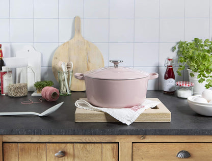BK Cookware Bourgogne Enameled Cast Iron 4.4QT Dutch Oven, Dusty Pink
