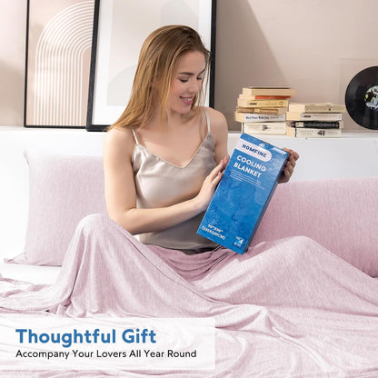 HOMFINE Cooling Blankets for Hot Sleepers - Summer Blanket Thin Lightweight Breathable Soft Double Side Enhanced Cooling for Bed Couch Sofa, Keep Cool for Night Sweats (Pink, 50 x 70 inches)