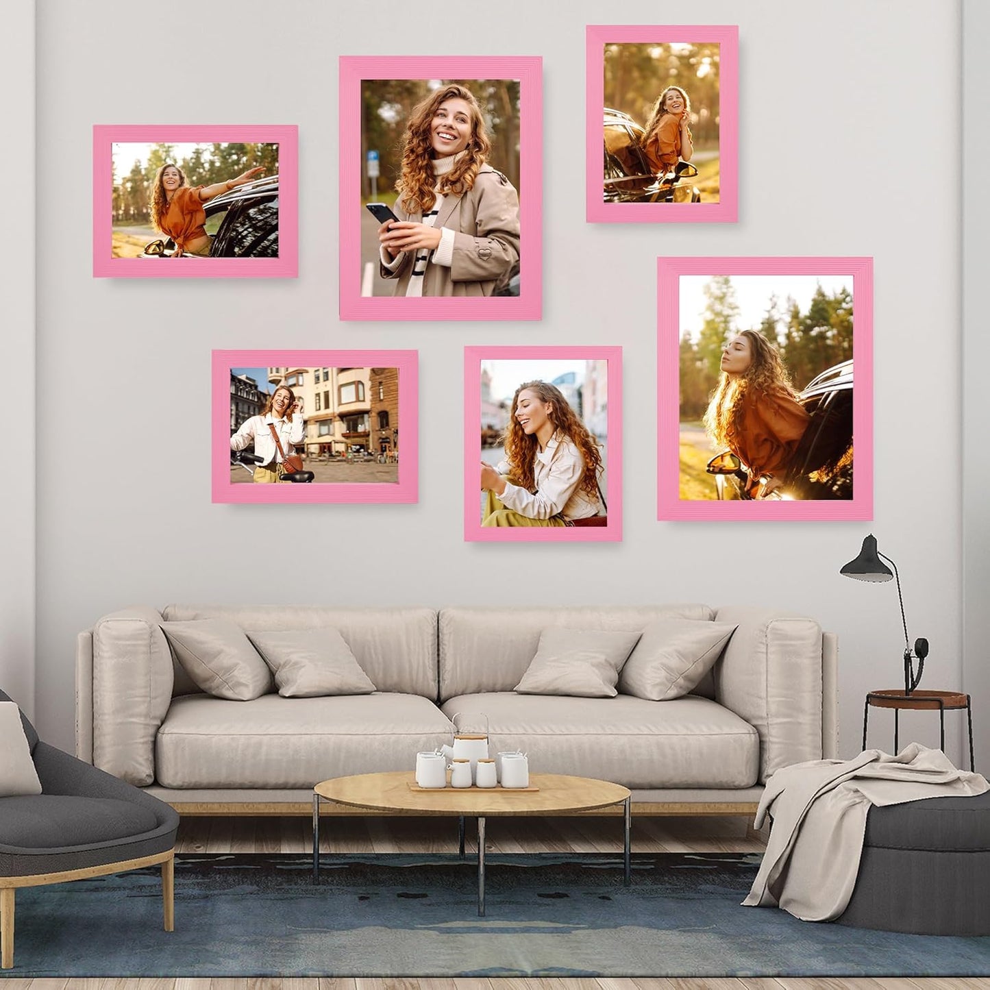 6x8 Picture Frame for Wall Hanging or Tabletop Display, Wall Mounting Horizontally or Vertically,Photo Frame with HD Plexiglass for Photos, Posters & Art Prints,Cherry Pink,Frame,2 Pack