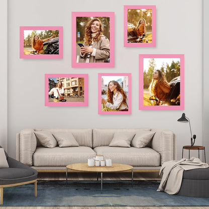 6x8 Picture Frame for Wall Hanging or Tabletop Display, Wall Mounting Horizontally or Vertically,Photo Frame with HD Plexiglass for Photos, Posters & Art Prints,Cherry Pink,Frame,2 Pack