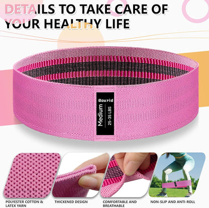 Resistance Bands for Working Out, 4 Levels Exercise Bands for Women & Men, Elastic Workout Band for Physical Therapy, Fabric Booty Band for Gym, Yoga, Pilates, Leg Training