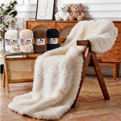 3 Skeins Faux Fur Yarn Soft Fluffy for Crocheting - Chunky Fuzzy Yarn for Crochet Amigurumi, Blankets, Scarves and Sweaters - Each 3.5 oz/100 g, 75 yds/65 m (3, Light Pink)