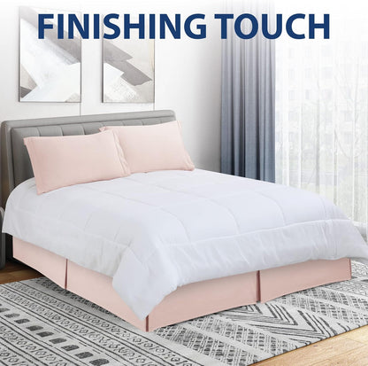 Cathay Home Double Brushed Microfiber Pleated Easy Fit Bed Skirt, Ultra Soft, Fade and Wrinkle Resistant - Blush, Queen