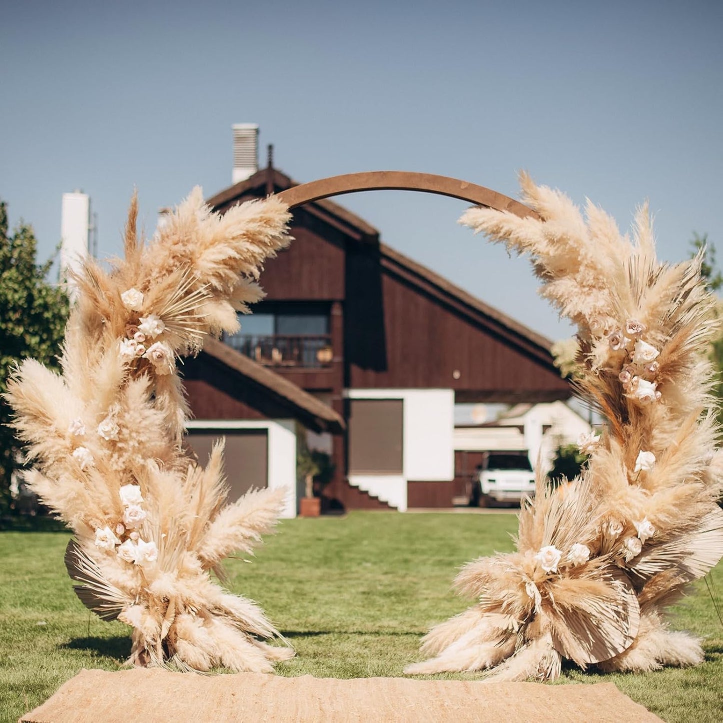 PATIKIL 37.8in Tall Pampas Grass Decor, 7pcs Large Artificial Pampas Grass Bulk Long Fluffy Faux Pampas Grass Dried for Home Boho Decor Vase Wedding Wall Ground, Pink