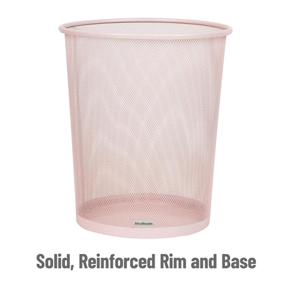 Mind Reader Mesh Trash Can, 16.65L (4.4 gal), Waste Paper Basket, Round, Office, Metal Mesh, Pink