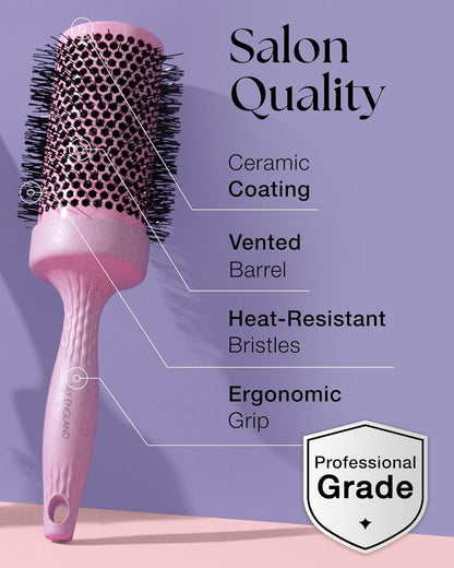 Lily England Round Blow Dry Brush Set for Women - Perfect for Voluminous Blowouts - Ceramic Ionic Technology - Luxury Gift for Her (Pink)