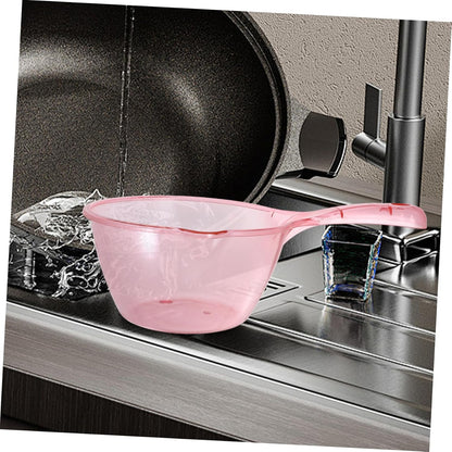 MAGICLULU 3pcs Thickened Water Ladle with Long Handle Transparent Kitchen and Bath Dipper for Home Outdoor Camping Multi Use Scooping Spoon in Pink Light Green and Brown