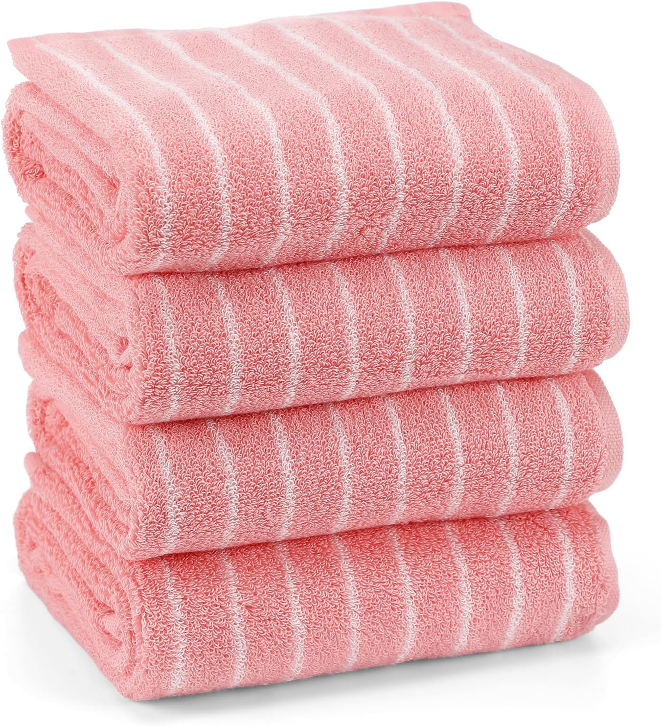 Mindsoft 4pcs Pink Hand Towels for Bathroom Striped 14 x 29 Inch Hand Towels 100% Cotton Soft Absorbent Bath Decorative for Bathroom Kitchen Spa Workout Festival Gift