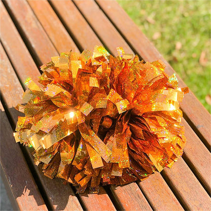 Shining Cheer Pom Poms 3pcs Colorful Laser Cheerleading Pom Poms with Baton Handle for Team Spirit Sports Dance Cheering