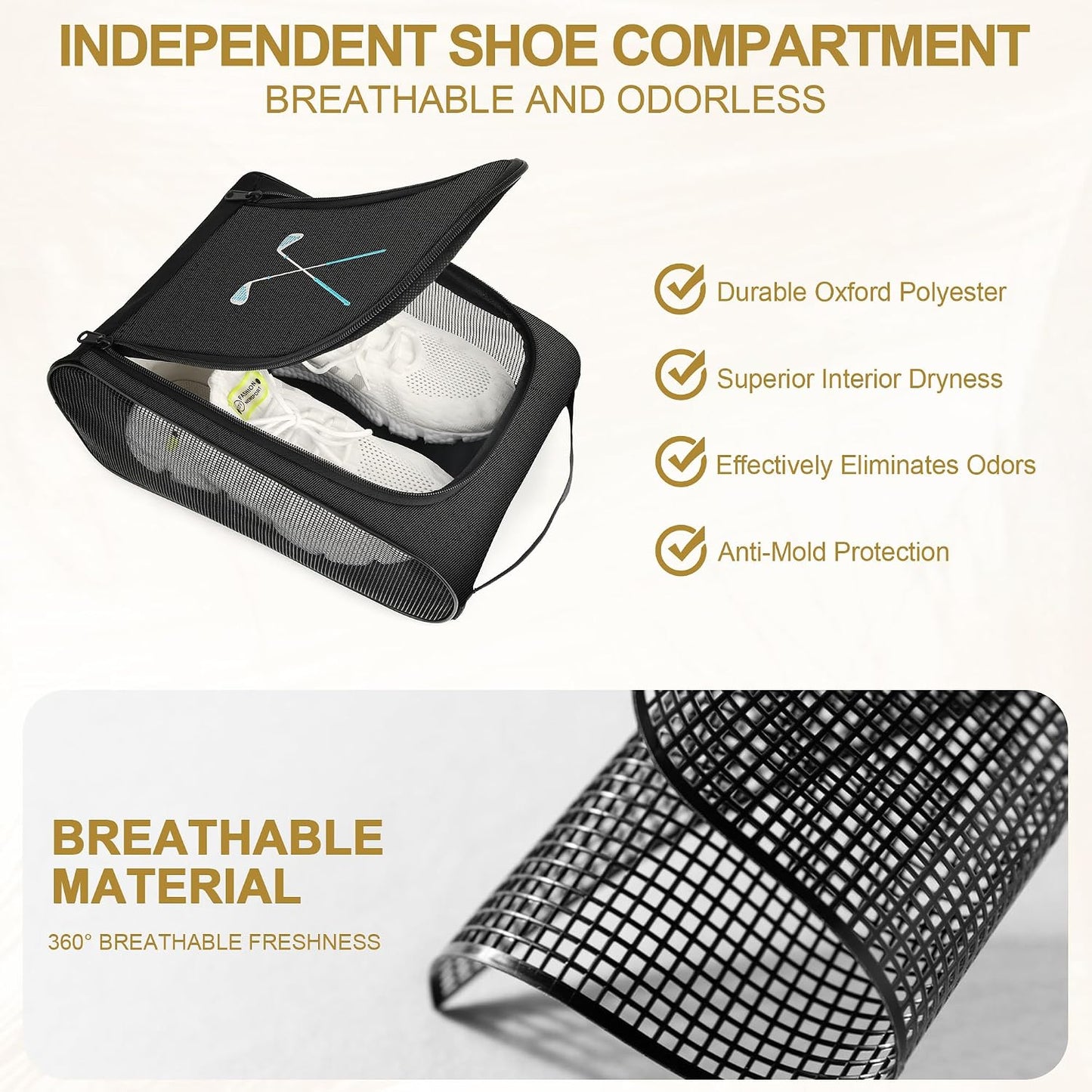 Golf Shoe Bag Gift for Women, Pink Golf Lover Gift, Waterproof Travel Shoes Carrier with Handle and Zipper with Ventilated Mesh, Lightweight Portable Golf Accessories Pouch Bag for Gym Sports Outdoor