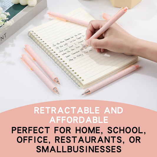 110 Pack Pink Ballpoint Pens Bulk, 0.5mm Fine Point Retractable Click Pens, No Bleed No Smear Smooth Writing Pink Barrel Black Ink Pens, Comfort Grip for School Office Note Taking Journaling