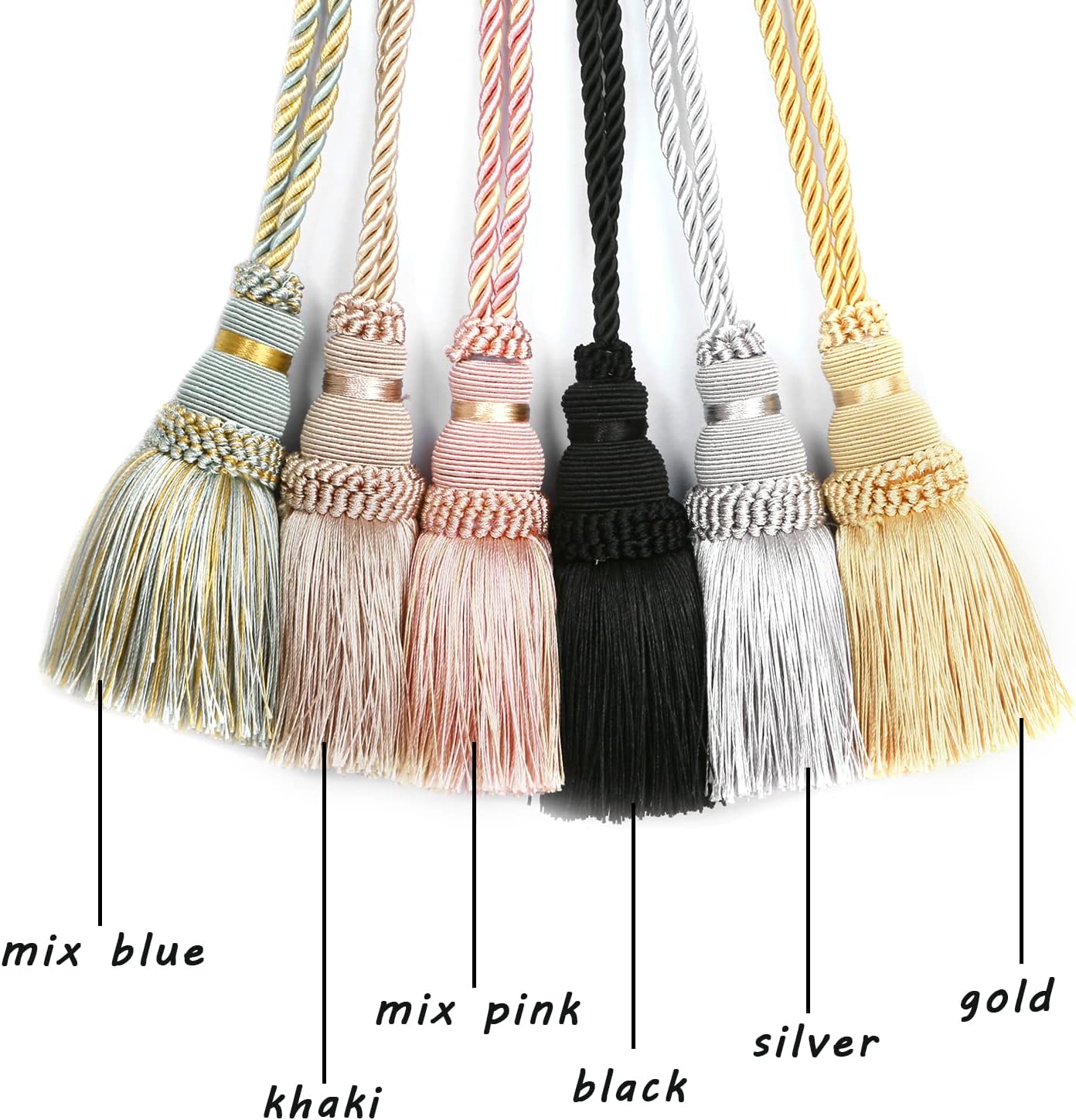 4 Pack Curtain Tie Backs Rope Tassels for Curtains Drape tiebacks Handmade Outdoor Home and Outdoor Decorative (Mix Pink, 4p)