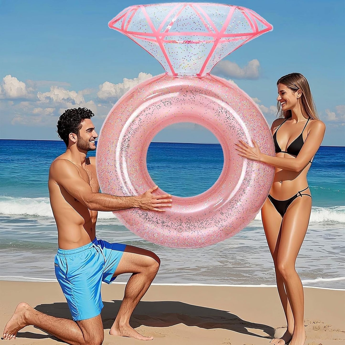 Pool Floats, Inflatable Diamond Ring Pool Float for Bachelorette Party, Engagement Ring Floatie for Beach Party & Tubes Pool Toys Float for Adults