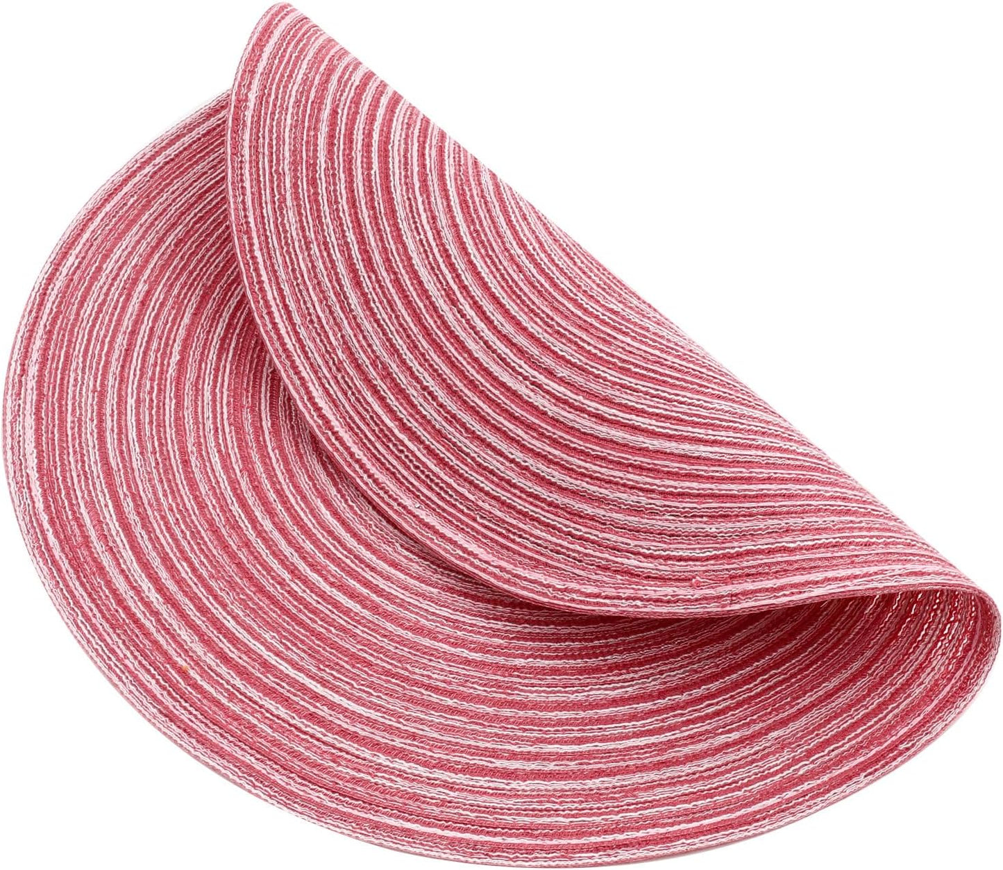 Topotdor 15 Inch Round Placemats Stain Resistant Anti-Skid Washable Polyproplene Table Mats Placemats(Pink, Set of 6)