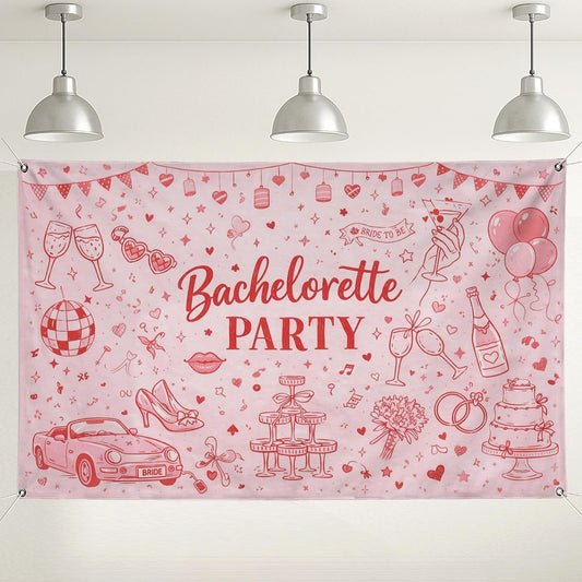 Bachelorette Party Backdrop, Cute Peach Celebration Decorations, Fun Retro Design for Bridal Shower Photo Booth, Festive Indoor/Outdoor Event Supplies 71x43 Inch