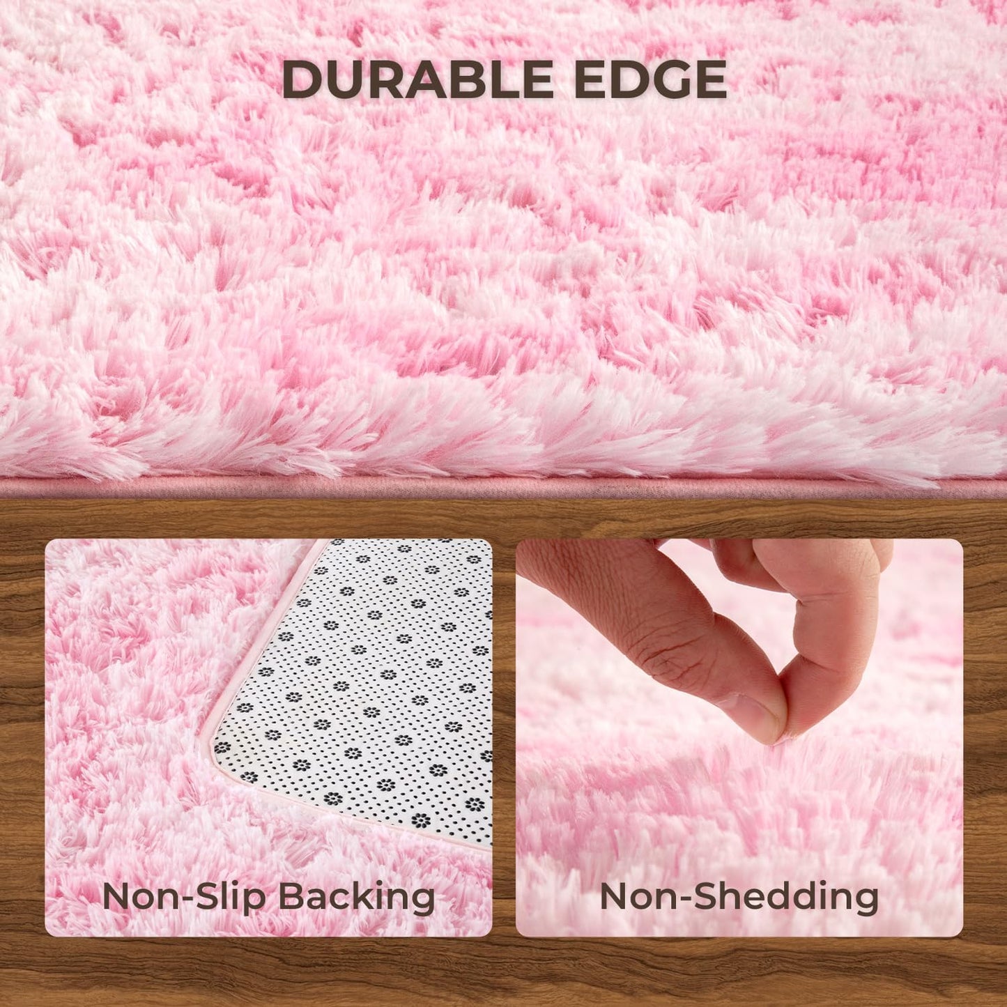 Litanika 5x8 Fluffy Shag Faux Fur Area Rug for Living Room Bedroom, Tie-Dyed Pink High Pile Soft Plush Shaggy Furry Bedside Playroom Dorm Carpet, Non-Slip, Non-Shedding Modern Indoor Floor Rug