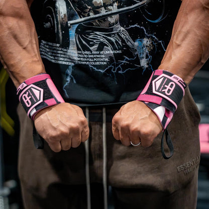 PR Personal Record Heavy Duty Premium Wrist Wraps, More Elasticity, Reinforced Stitching, Extra Wide Strap, Strong Thumb Loop, Larry Wheels Weightlifting Wraps