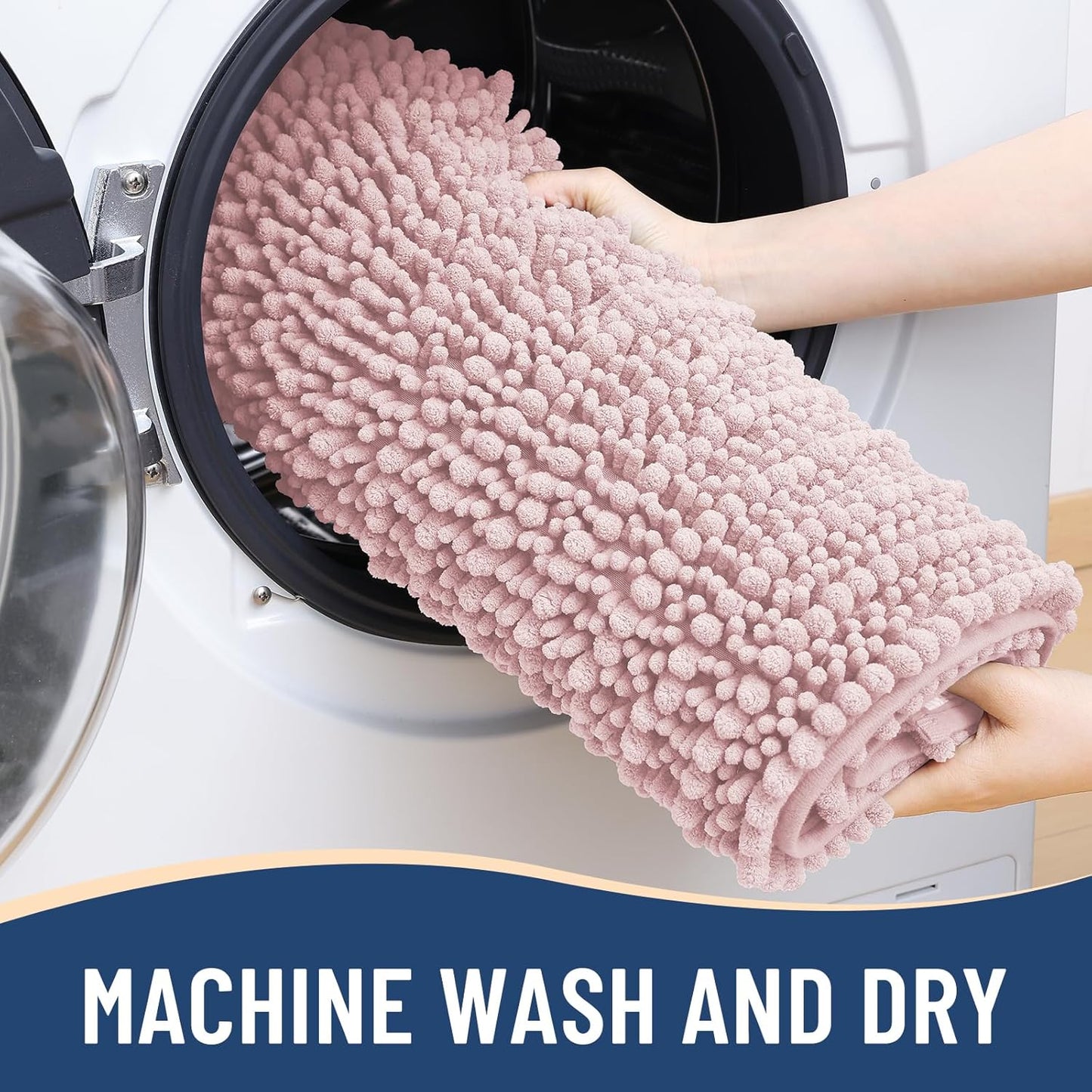 Arotive Luxury Bathroom Rugs 30x17, Extra Soft Thick Absorbent Shaggy Chenille Bath Rugs, Non-Slip Machine Wash Dry, Bath Mats for Bathroom Floor, Tub and Shower, Home Decor Accessories, Dirty Pink