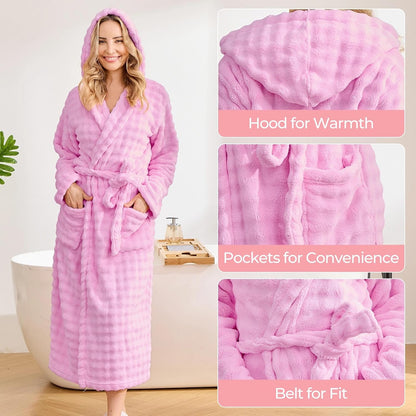 V.&GRIN Women Hooded Towel Robe - Super Absorbent Quick-Dry Soft Long Bathrobe for After Shower Spa Size S-3XL