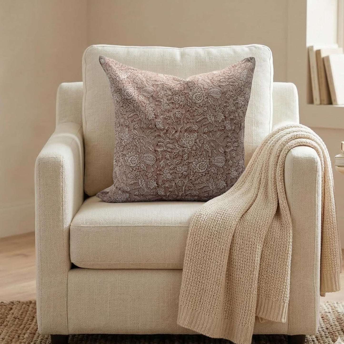 Linen Throw Pillow Covers 20x20 inch Blush Pink Decorative Pillow Covers for Living Room, Bedroom