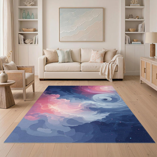 5'x7' Washable Flatwoven Rug, Pink Abstract Abstract Stain Resistant Area Rug Non-Slip Low Profile Floor Covering for Guest Room, Lounge, Apartment | Ref:2184007
