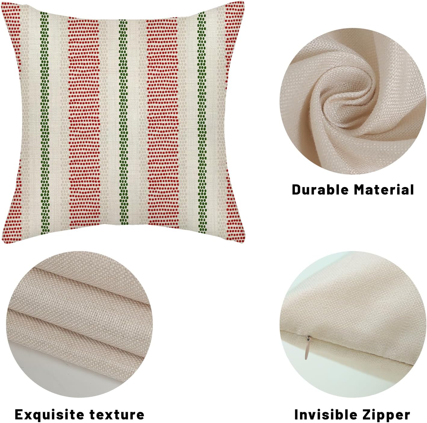 Pink Sage Green Pillow Covers 18x18 Inch 2 Pcs Boho Preppy Polka Dots Striped Decor Throw Pillows Modern Geometric Outdoor Farmhouse Decoration Pillowcase Linen Cushion Cover for Couch Sofa
